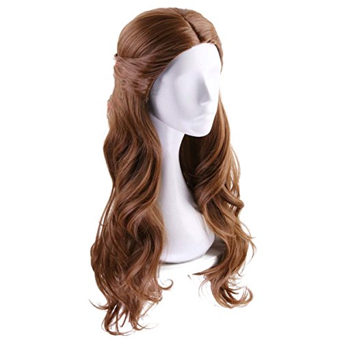 Long Brown Wavy Synthetic Hair Wig - Perfect for Belle Costume
