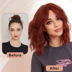 Ginger Bob Wigs - Synthetic Wavy Curly Hair Wig with Bangs, Perfect for Daily Fashion and Special Occasions