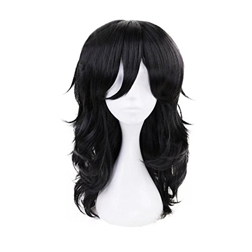 KiyaCOS Shota Aizawa Cosplay Wig - Heat Resistant Black Fluffy Curly Wave for Anime Daiy Wear and Costume Mastery