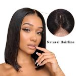 10-Inch Short Bob Wigs - Brazilian Virgin Hair Lace Closure Wigs for Black Women with Natural Color and Pre-Plucked Design