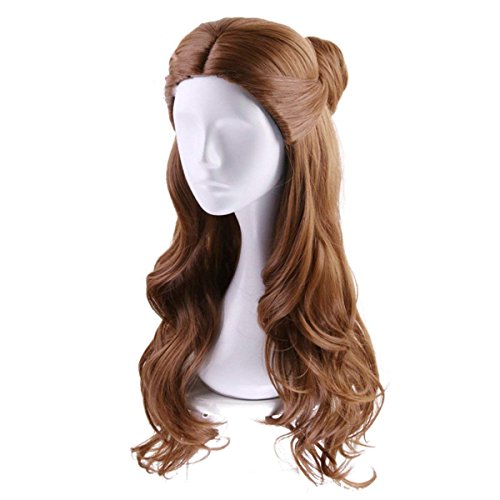Long Brown Wavy Synthetic Hair Wig - Perfect for Belle Costume