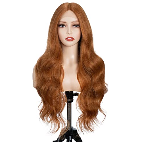 Long Wavy Lace Front Ginger Brown Wigs