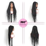 SUPERNOVA Glueless Box Braided Wig - Long Synthetic 4x4 Lace Front Braided Wig with Baby Hair (Natural Black)