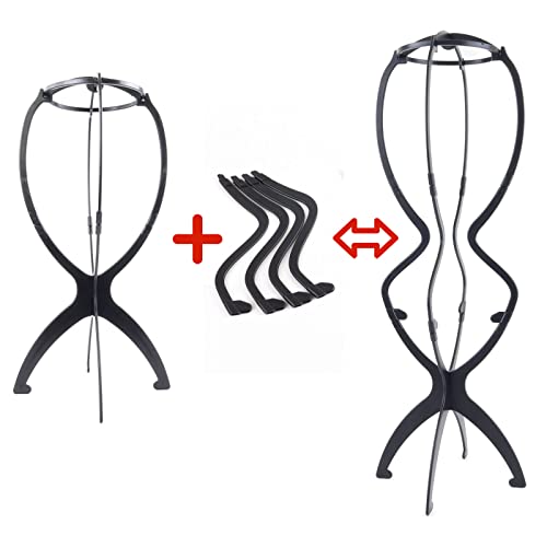 Set of 2 Portable 19.7" Tall Wig Stands - Collapsible High Holders for Long Wig Storage and Elegant Display