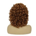 Playful Elegance with Dai Cloud Short Afro Kinky Curly Wigs - Soft Brown, Big Curly Wig with Bangs