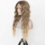 Ash Blonde Synthetic Lace Front Wig - Long Loose Wavy, Glueless with Brown Root Dirty Blonde Highlights - Natural Curly Beauty for Daily and Party Use 🎉💁‍♀️