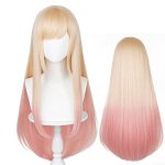LABEAUTÉ's Long Blonde Pink Wig: Anime-Inspired Straight Hair with Bangs for a Mesmerizing Halloween Party Look