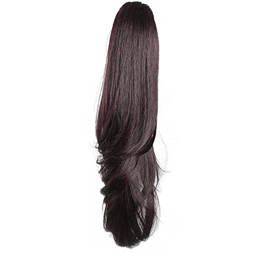MFZZKAP Chestnut Brown 22" Straight Hair Extension Claw Clip Ponytail - Instant Glamour for All Occasions