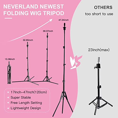 Neverland Beauty & Health Wig Stand Tripod Set - 23 Inch Red Wig Head with Canvas for Wig Making and Display