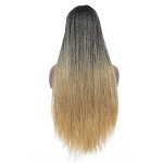 ROSEBONY Ombre Blonde Micro Braids Wig - Radiant 30" Long Synthetic Hair Wig with Bang for Black Women (Fake Scalp Wig, 1b/27)