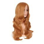 24 Inch Charming Orange Cosplay Wig - Long Wavy Synthetic Hair with Side Bangs for Anime Parties and Events