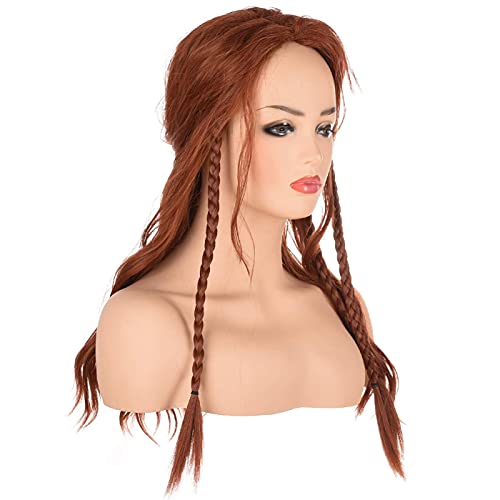 Long Wavy Brown Wig - Natural Heat Resistant Synthetic Ginger Wig for Women, Perfect for Cosplay, Costume, and Halloween Parties