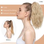 Instant Volume Makeover: Short Ponytail Extension Claw Clip - 13 Inch Fluffy Synthetic Curly Wavy Hairpiece for Effortless Style