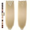 26" Long Straight Curly Wavy Clip-in Hair Extensions - 8 Pcs, 18 Clips, Real Thick Heat Resistance Synthetic Hairpiece in Bleach Blonde