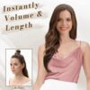 18'' Long Wavy Brunette Hair Extensions - 5 PCS Clip in Hairpieces for Women - Thick Soft Weft - Synthetic, Ideal for Daily Wear, Parties, and Halloween in Golden Chestnut Brown