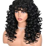 Long Curly Afro Wig for Black Women - Big, Bouncy, and Fluffy with Unique Bangs