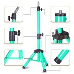 Adjustable Macaron Green Wig Head Stand - Professional Metal Tripod for Cosmetology, Hairdressing, and Training