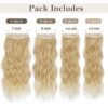 Blonde Clip in Hair Extensions for Women, a set of 4pcs Long Wavy Synthetic Thick Hairpieces