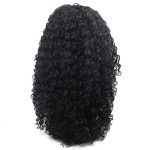 Long Afro Curly Wig with Bangs - Deep Curly Wigs for Black Women, High-Density Synthetic Full Wig in Natural Black