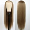 Radiant Allure: Maycaur 24 Inch Brown Long Straight Lace Front Wig for Fashion Women, Synthetic Heat Resistant Fiber with Natural Hairline