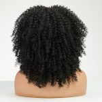 14-Inch Black Kinky Curly Wig with Bangs - Daily Chic Synthetic Afro Curly Wig