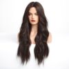 HAIRCUBE Long Dark Brown Wavy Wig - Natural Beauty Enhanced with Lace Front Technology for Comfortable and Stylish Daily Wear