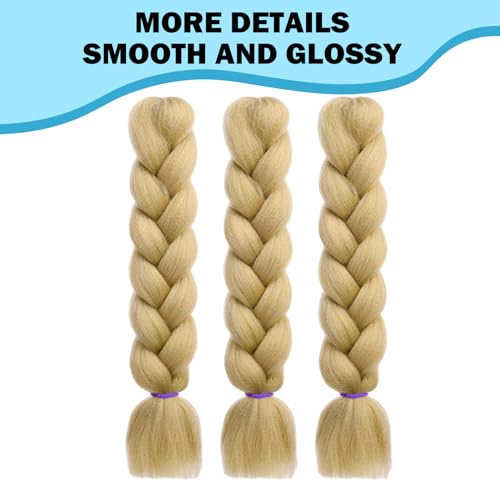 purshine Pre Stretched Braiding Hair - 24 Inch Dark Blonde Synthetic Extensions for Tangle-Free, Unique Styles