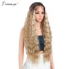 JOEDIR LUX Deep Wave Wigs - 30 Inch Synthetic Lace Front Wigs for Black Women with Pre-Plucked 150% Density