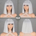 MERISIHAIR Short Silver Gray Bob Wigs with Bangs, Short Straight Bob Silver Grey Wigs for Women,Natural Looking Cosplay Daily Party Wig
