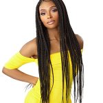 Sensationnel Cloud 9 Swiss Lace Front Wig - 4X4 Braided Lace Wig with X-Large 36'' Thicker Box Braids (Color 1B)