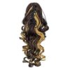 2-Inch Short Screw Curls Claw Clip Ponytail Extensions - Dark Brown Strawberry Blonde Highlights
