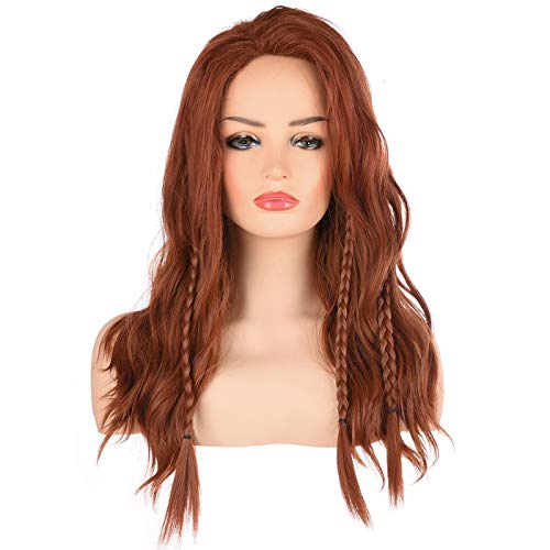 Long Wavy Brown Wig - Natural Heat Resistant Synthetic Ginger Wig