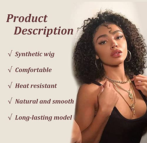 Unleash Your Unique Charm with 16-Inch Dark Brown Curly Wig - Glueless, Adjustable, and Comfortable Fashion!