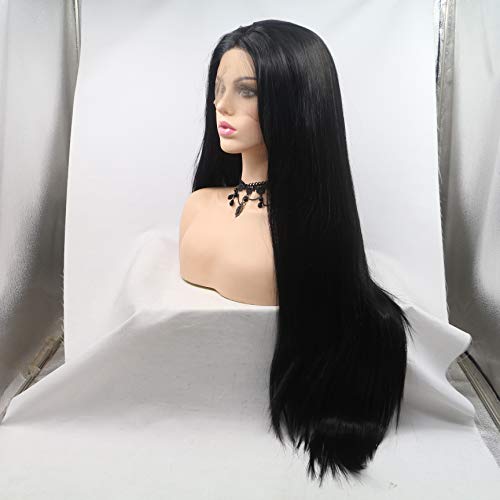 Xiweiya's Silky Straight Lace Front Wig - Long, Thick, and Natural 1B# Black Beauty