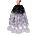 AIDUSA's 24-inch Ombre Gray Jumbo Braiding Hair - 5pcs Synthetic Extensions for Stunning Box Braids and Crochet Styles
