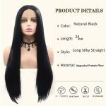 Sultry Charm: AFBeauty 24'' Black Lace Front Wig - Daily Glamour with Deep Parting and Heat-Resistant Synthetic Fiber