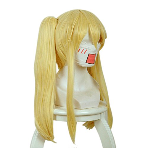 Xingwang Queen's Anime Long Straight Blonde Yellow Wig - Featuring Clip-on Two Ponytails for Ultimate Style