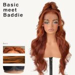 3x6 HD Glueless Lace Frontal Wigs Pre-Plucked - Effortless Style with 200 Density Ginger Similar Human Hair Synthetic