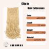7PCS Golden Blonde Wavy Hair Extensions - 22inch Synthetic Hairpieces for Daily Glam - Natural, Soft, and Double Thick Clip-ins for Women and Girls