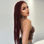 Wine Red Braided Lace Front Wig