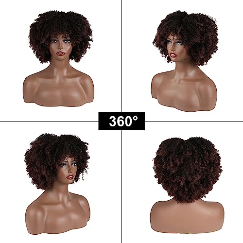 Unleash Your Unique Charm with 16-Inch Dark Brown Curly Wig - Glueless, Adjustable, and Comfortable Fashion!