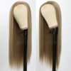 Radiant Allure: Maycaur 24 Inch Brown Long Straight Lace Front Wig for Fashion Women, Synthetic Heat Resistant Fiber with Natural Hairline