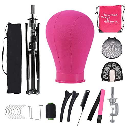 Neverland Beauty & Health Wig Stand Tripod Set - 23 Inch Red Wig Head with Canvas for Wig Making and Display