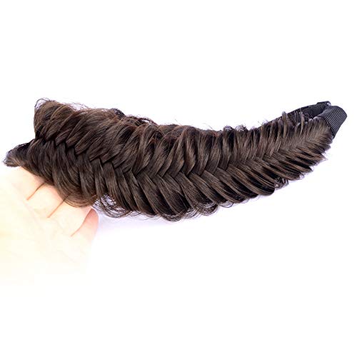DIGUAN Bohemian Beauty: Wide Fishtail 2 Strands Synthetic Hair Braided Headband in Brunette Brown - Elevate Your Style