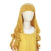 Yan Dream Princess Wig for Kids Girls – Golden Long Curly Wig with Bangs and Crown for Halloween Costume and Cosplay