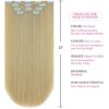 Blond Clip Hair Extensions 22" Straight Hair Pieces Synthetic 18"wavy Cheap Natural Fluffy&Not Tangled