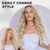 ALXNAN Clip in Long Wavy Synthetic Hair Extension - 20 Inches of Beach Blonde Elegance in 4PCS for Voluminous and Charming Styles