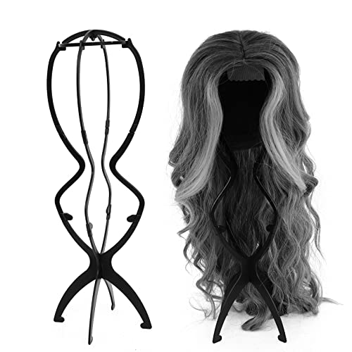 Set of 2 Portable 19.7" Tall Wig Stands - Collapsible High Holders for Long Wig Storage and Elegant Display