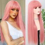 Fugady Pink Wig With Bangs - Elevate Your Style with Vibrant Light Pink Tresses