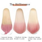 LABEAUTÉ's Long Blonde Pink Wig: Anime-Inspired Straight Hair with Bangs for a Mesmerizing Halloween Party Look